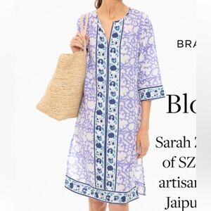 SZ Blockprints floral purple Jaipur v neck midi dress